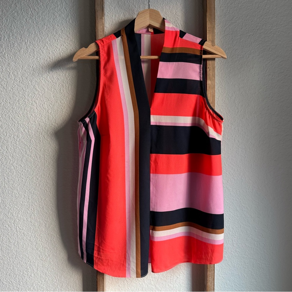 Gibson Latimer sleeveless striped blouse sz: Med